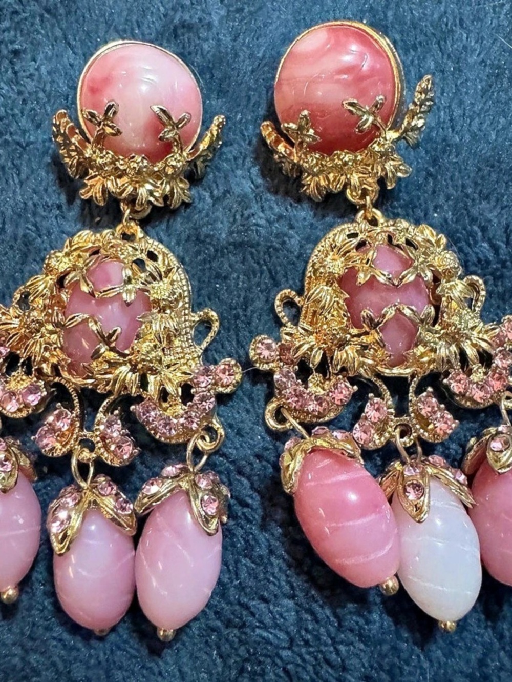 Pink & Gold-Tone Dangle Earrings New